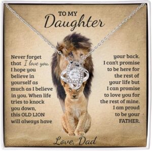 Daughter Gifts From Dad, Lion Dad And Daughter Necklace, Father Daughter Necklace, Father Daughter Necklace, Love Knot Necklace Birthday Gift, Christmas Gift